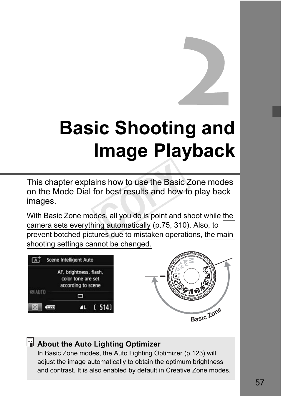 Cop y, Basic shooting and image playback | Canon 650D User Manual | Page 57 / 372