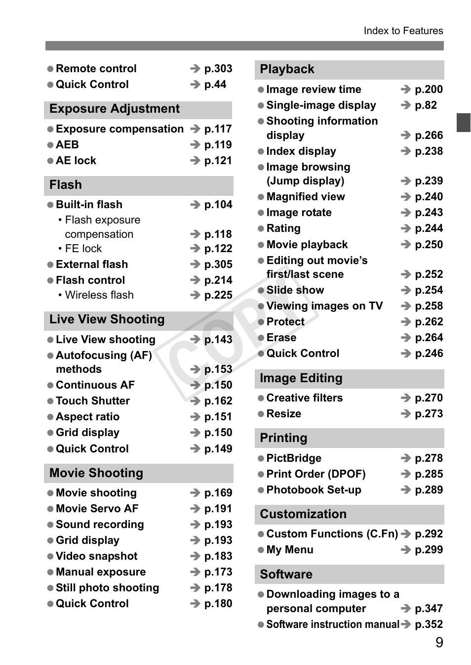 Cop y | Canon 650D User Manual | Page 9 / 372