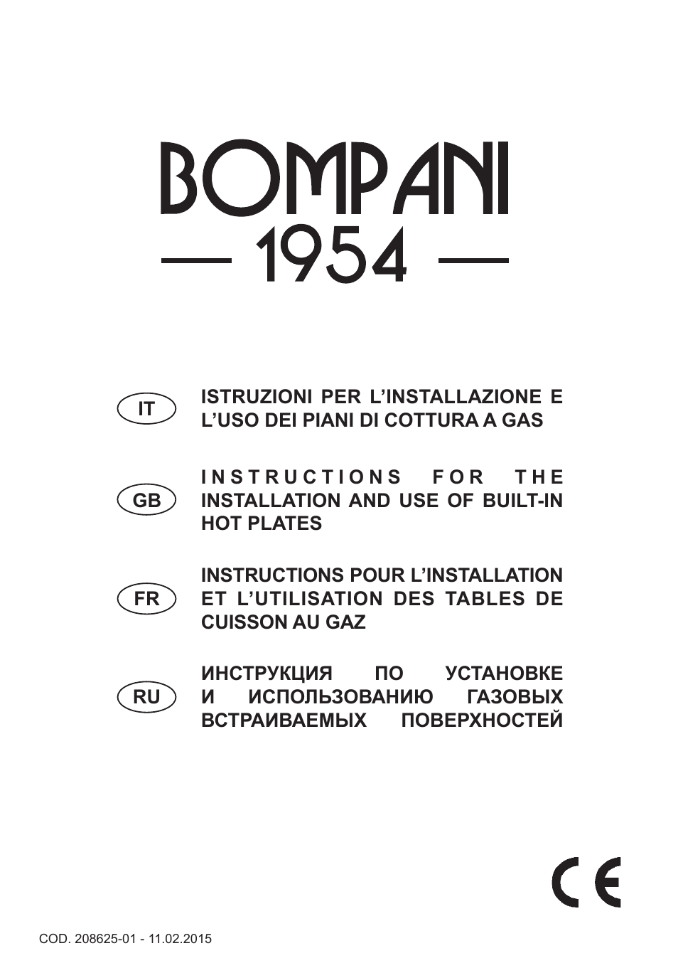 Bompani BO294MB/N User Manual | 28 pages