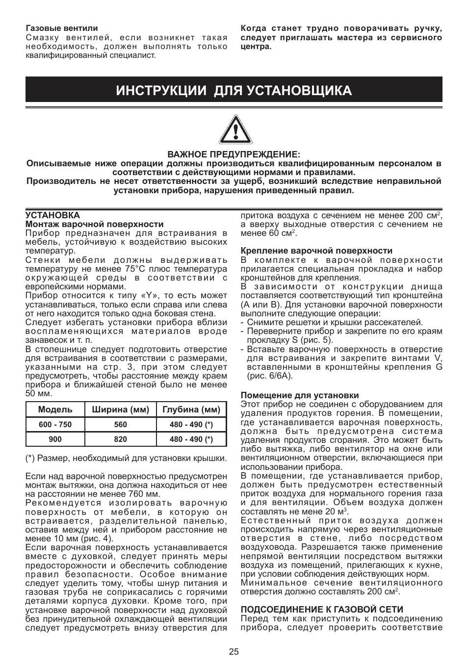 Инструкции для установщика | Bompani BO294MB/N User Manual | Page 25 / 28