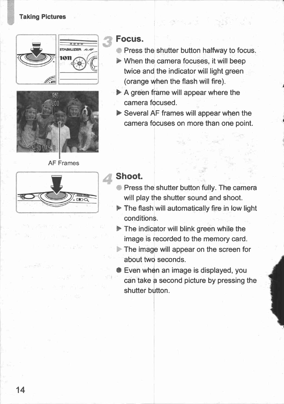 Focus, Shoot | Canon IXUS 980 IS User Manual | Page 16 / 36