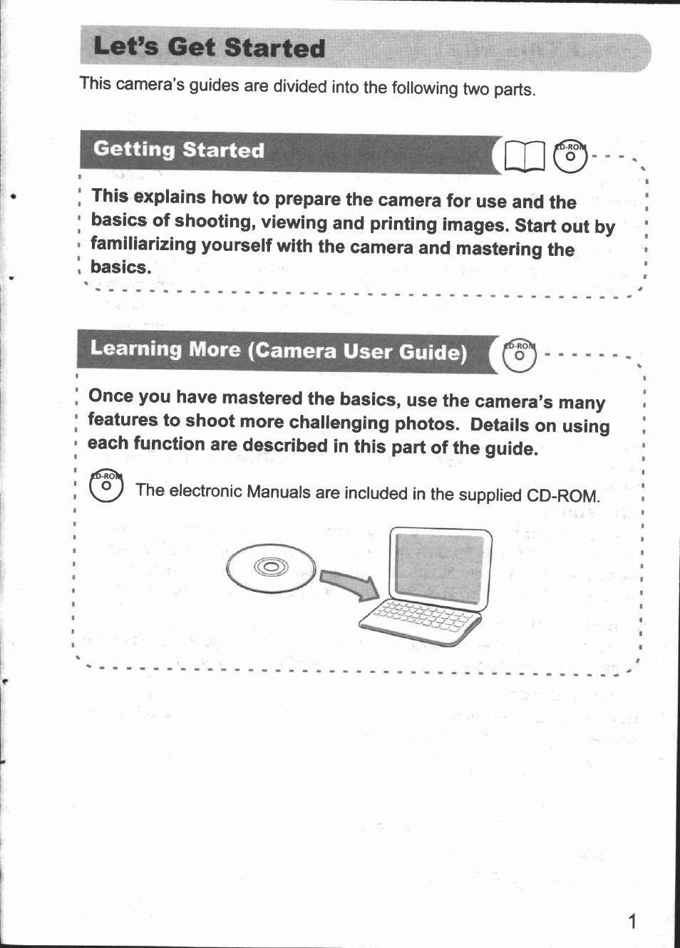Let’s get started | Canon IXUS 980 IS User Manual | Page 3 / 36