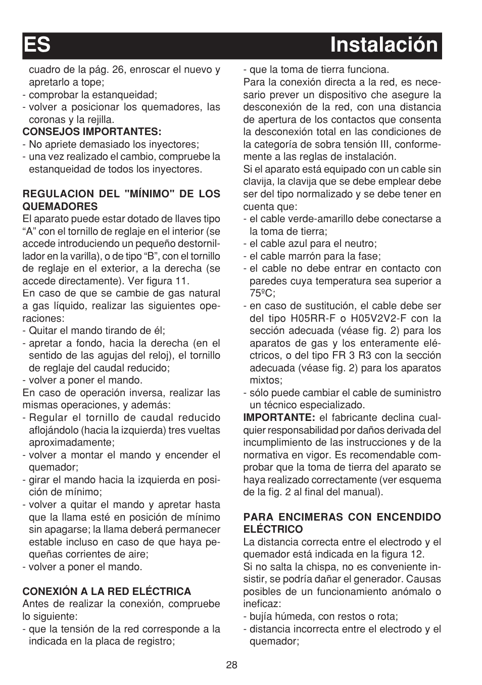 Instalación es | Bompani BO263EB/E User Manual | Page 28 / 68