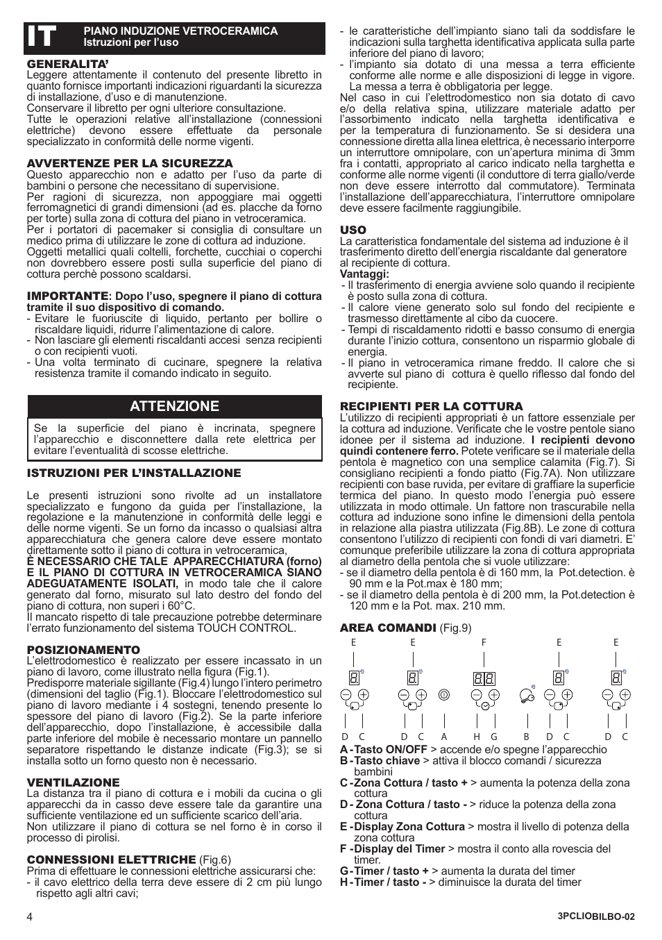Attenzione | Bompani BO364AA/E User Manual | Page 4 / 24
