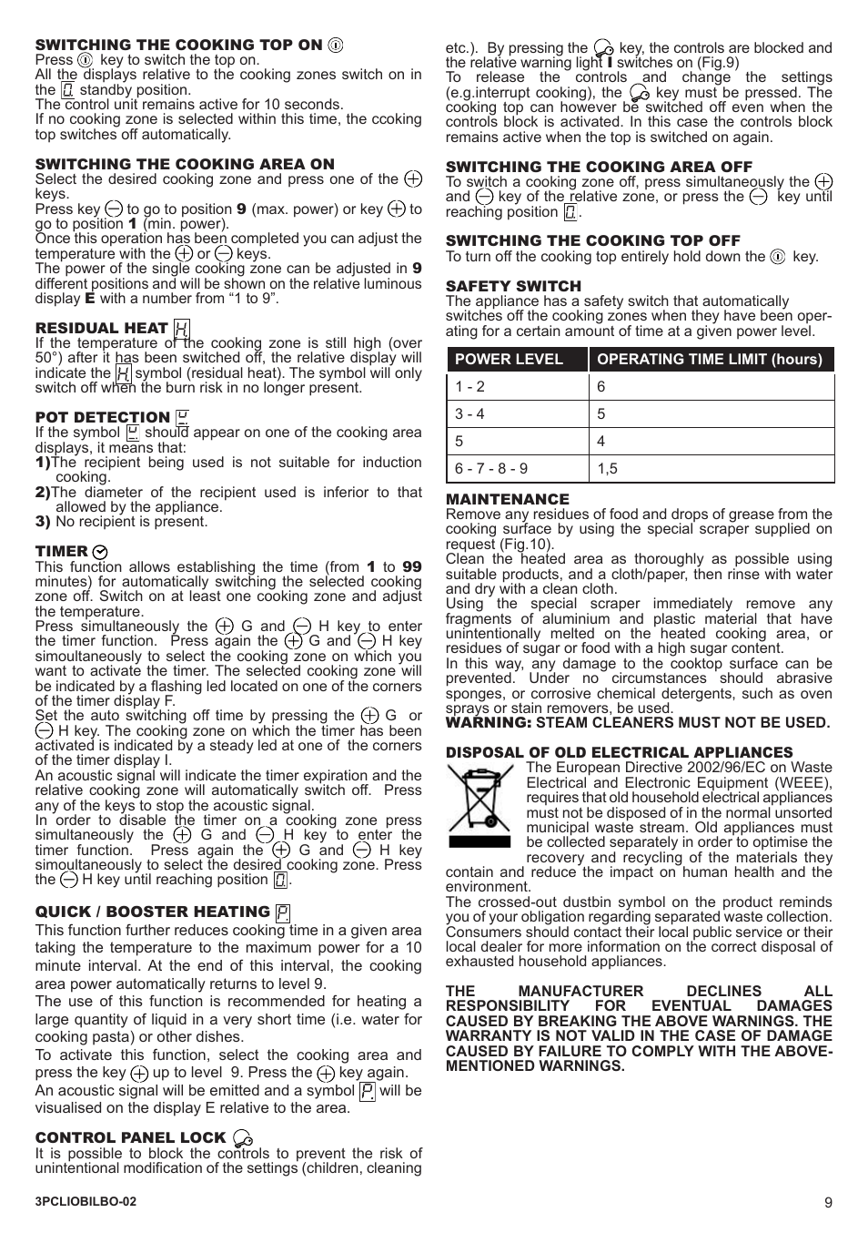 Bompani BO364AA/E User Manual | Page 9 / 24