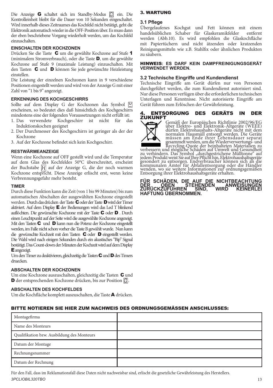 Bompani BO332AA/E User Manual | Page 13 / 24