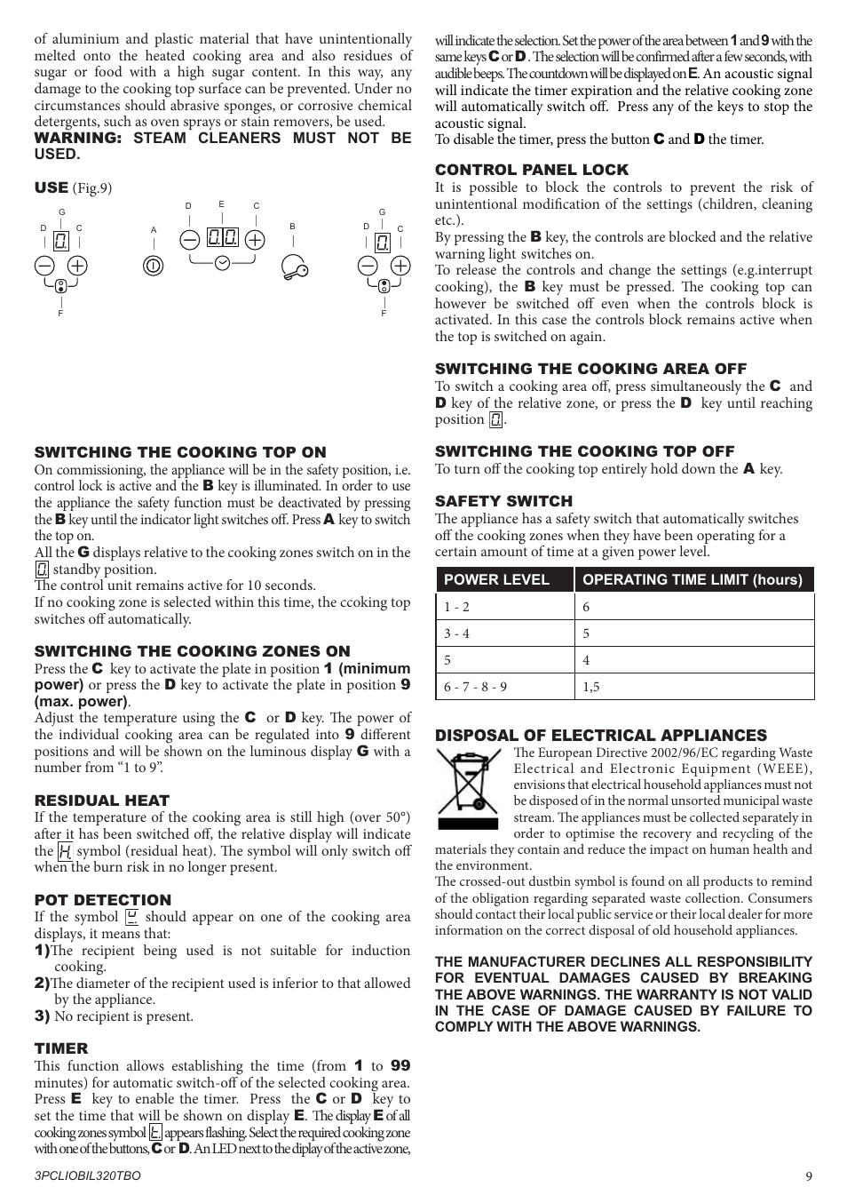 Bompani BO332AA/E User Manual | Page 9 / 24