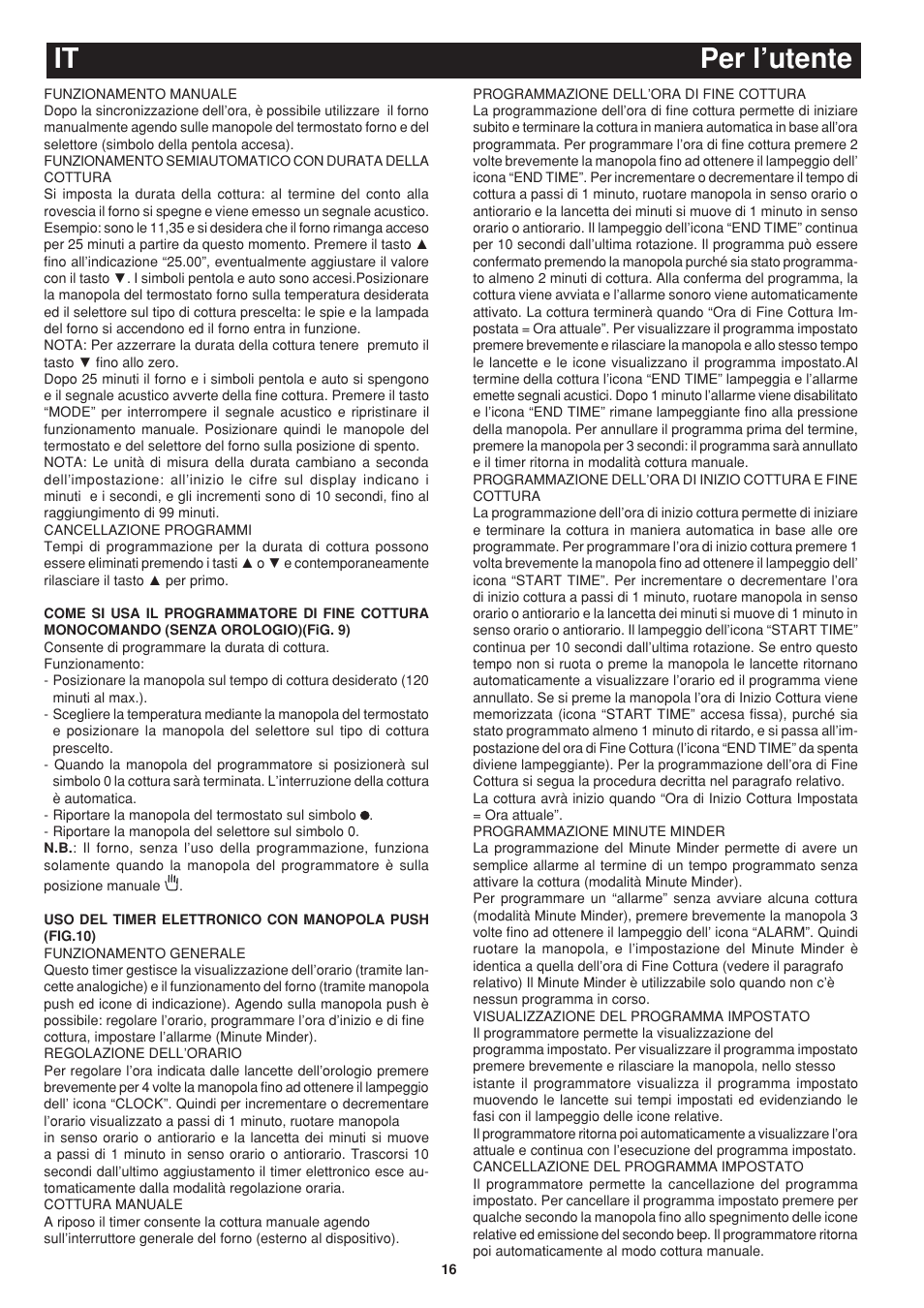 It per l’utente | Bompani BO243OG/E User Manual | Page 16 / 64