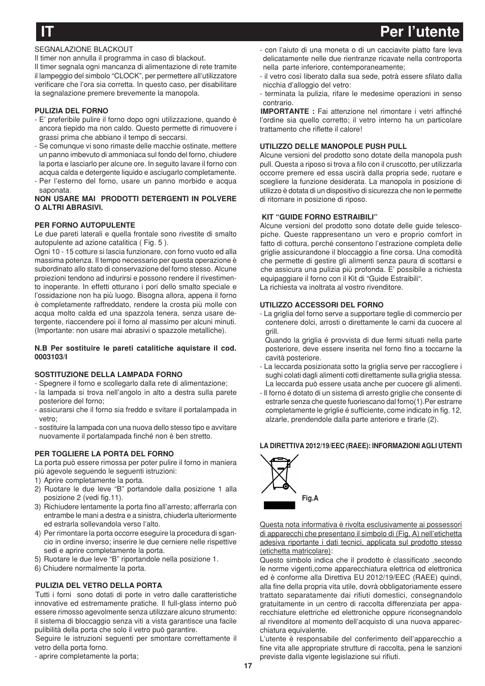 It per l’utente | Bompani BO243OG/E User Manual | Page 17 / 64