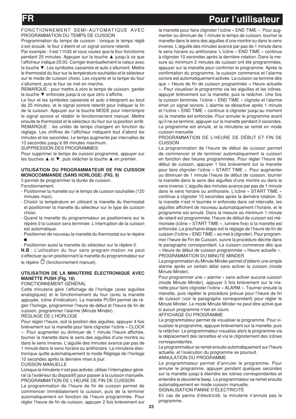Pour l’utilisateur fr | Bompani BO243OG/E User Manual | Page 23 / 64