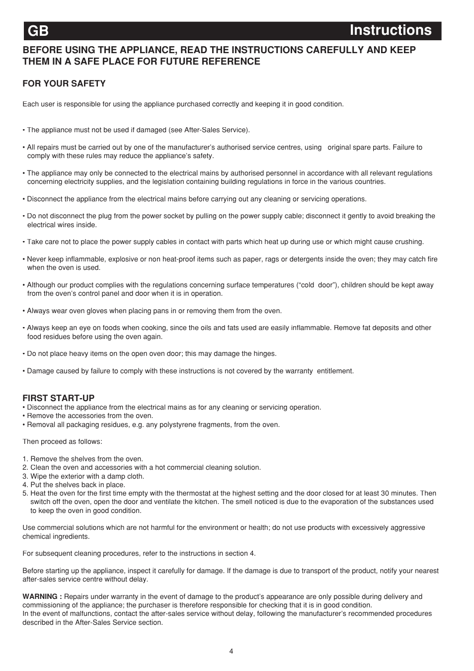 Instructions gb | Bompani BO243EA/E User Manual | Page 22 / 72