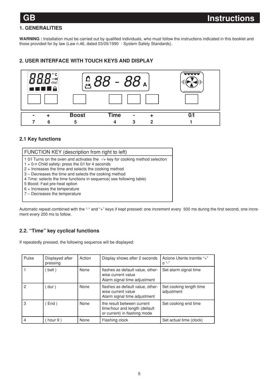 Instructions gb | Bompani BO243EA/E User Manual | Page 23 / 72