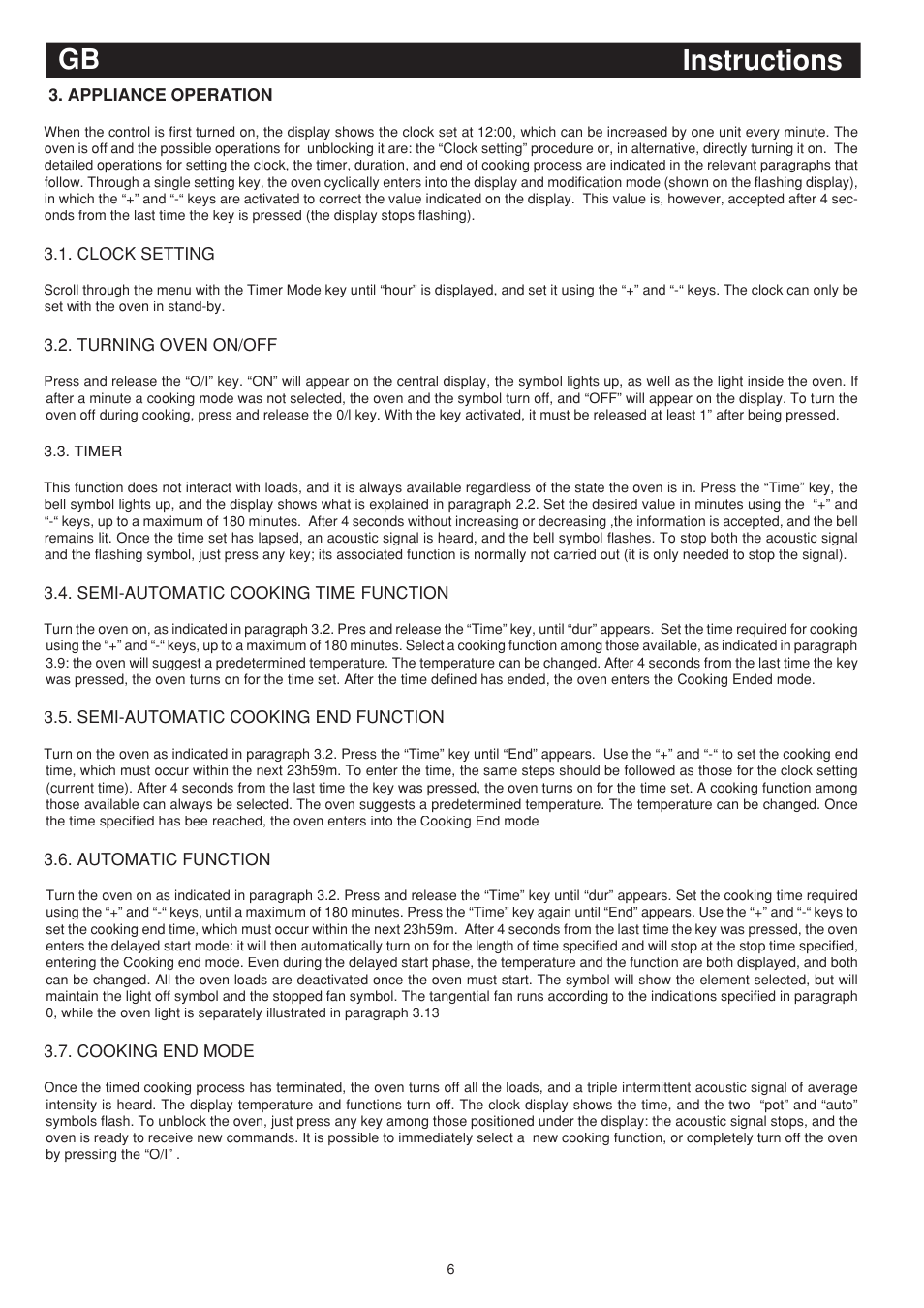 Instructions gb | Bompani BO243EA/E User Manual | Page 24 / 72