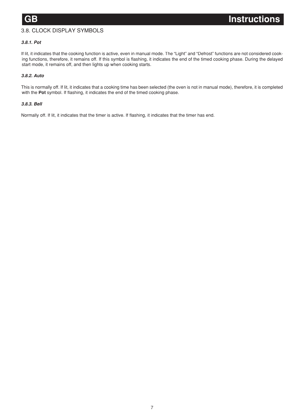 Instructions gb | Bompani BO243EA/E User Manual | Page 25 / 72
