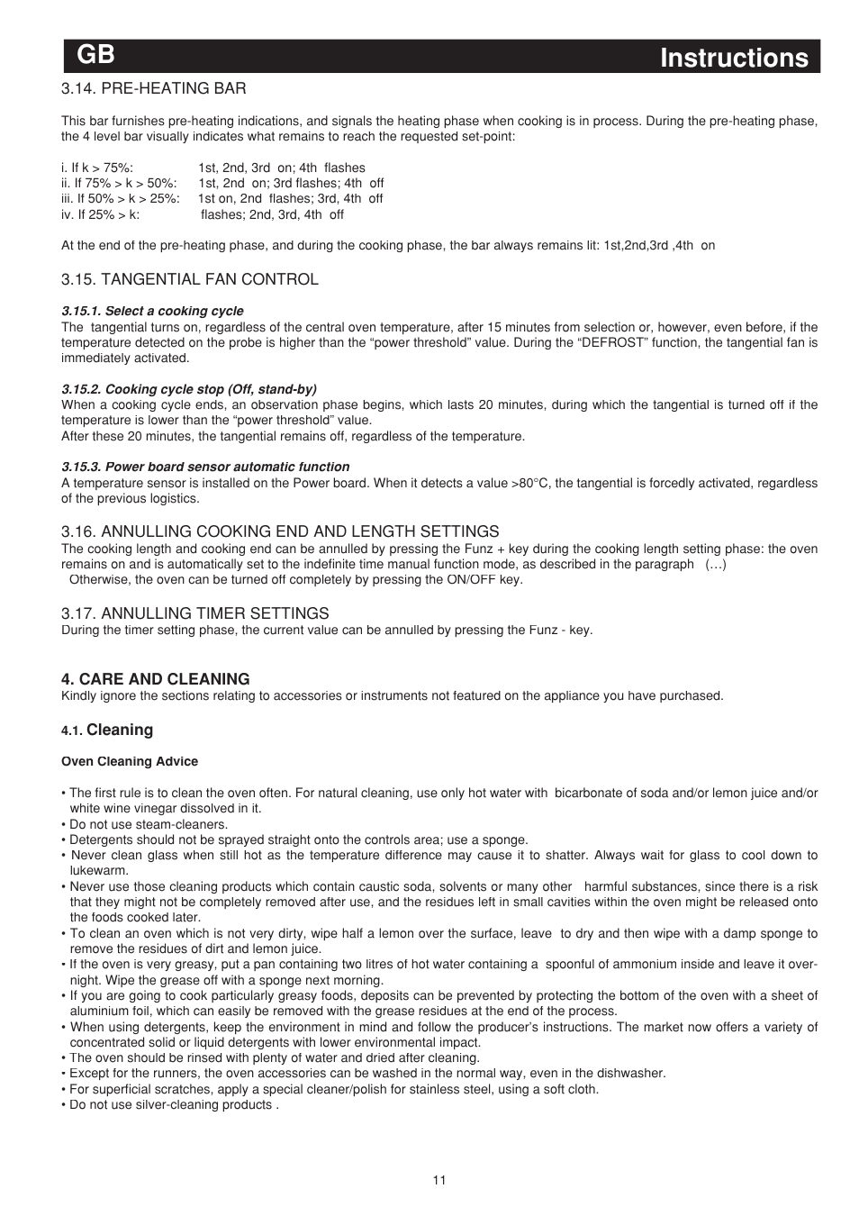 Instructions gb | Bompani BO243EA/E User Manual | Page 29 / 72