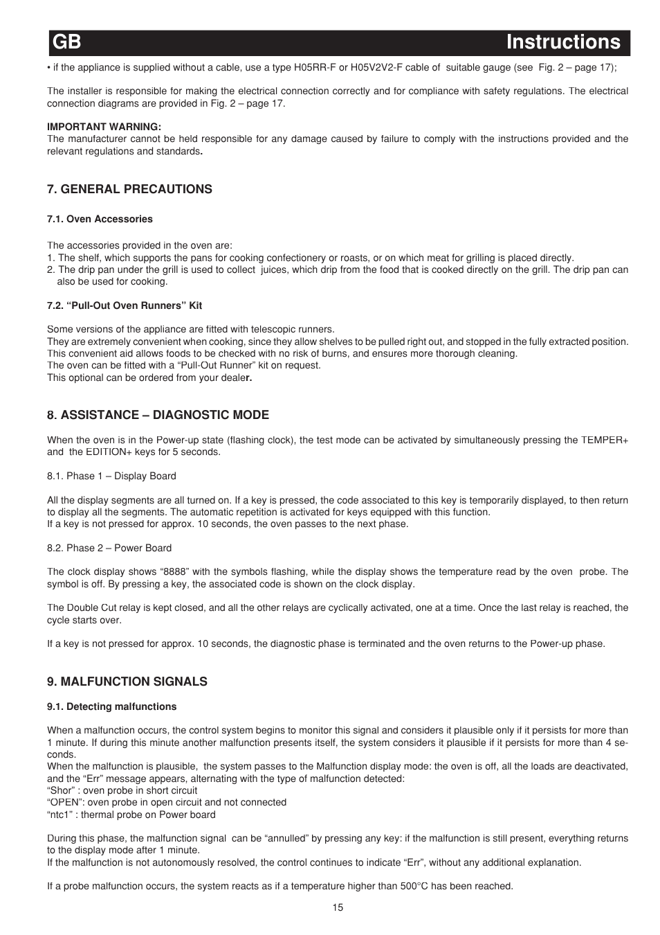 Instructions gb | Bompani BO243EA/E User Manual | Page 33 / 72