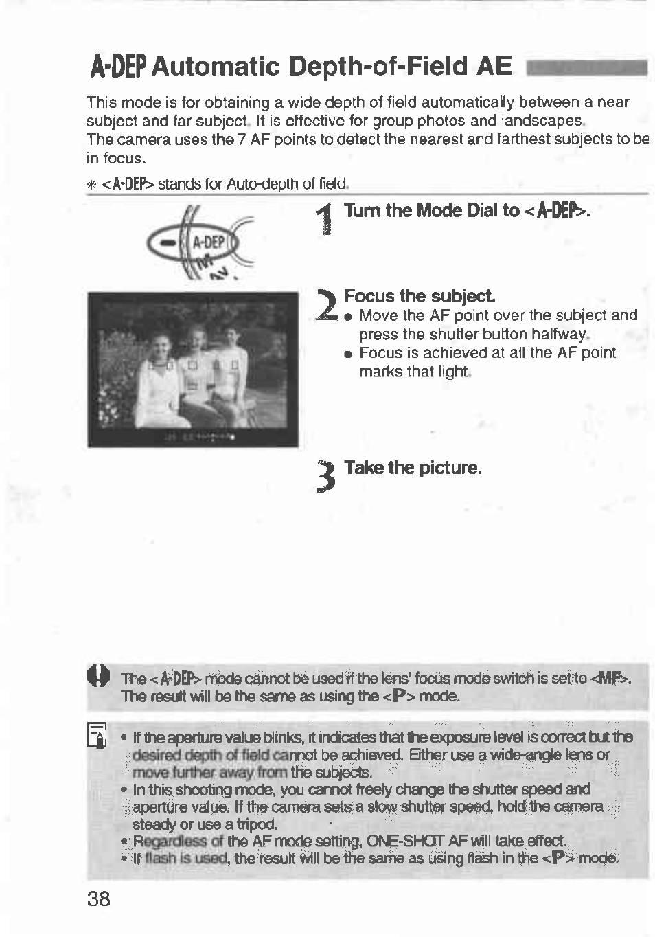 Ardep, A-dep automatic depth-of-field ae | Canon Rebel T2 300X User Manual | Page 40 / 54