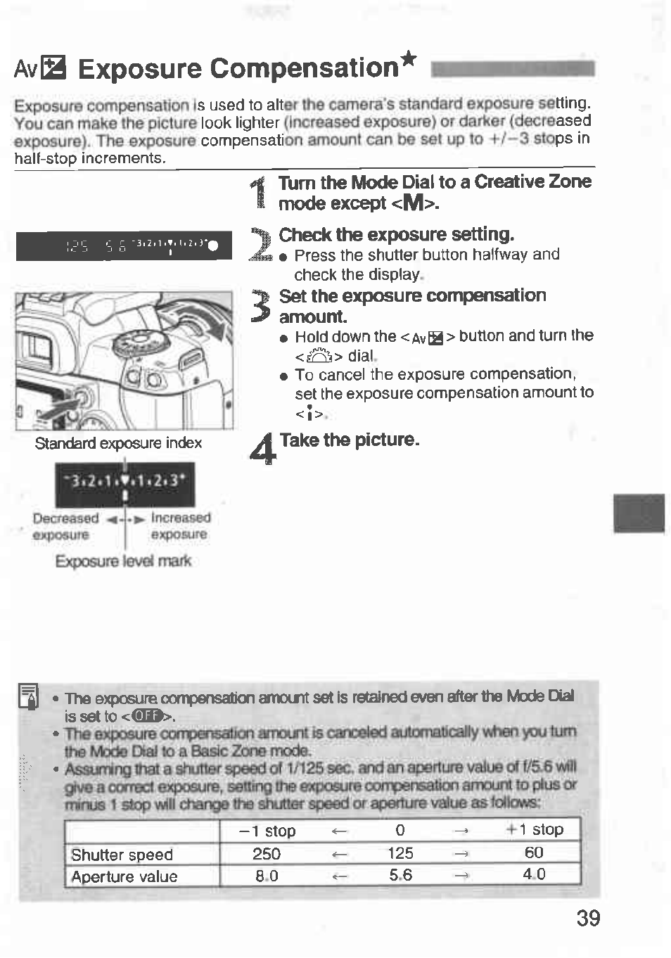 Avl2 exposure compensation, Avh exposure compensation, Exposure compensation | Canon Rebel T2 300X User Manual | Page 41 / 54