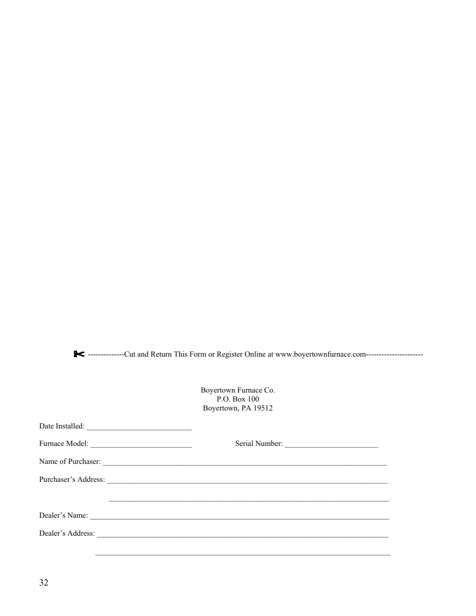 Boyertown Regal Oil Fired Furnace Variable Speed 2 Stage ECM Motor User Manual | Page 32 / 32