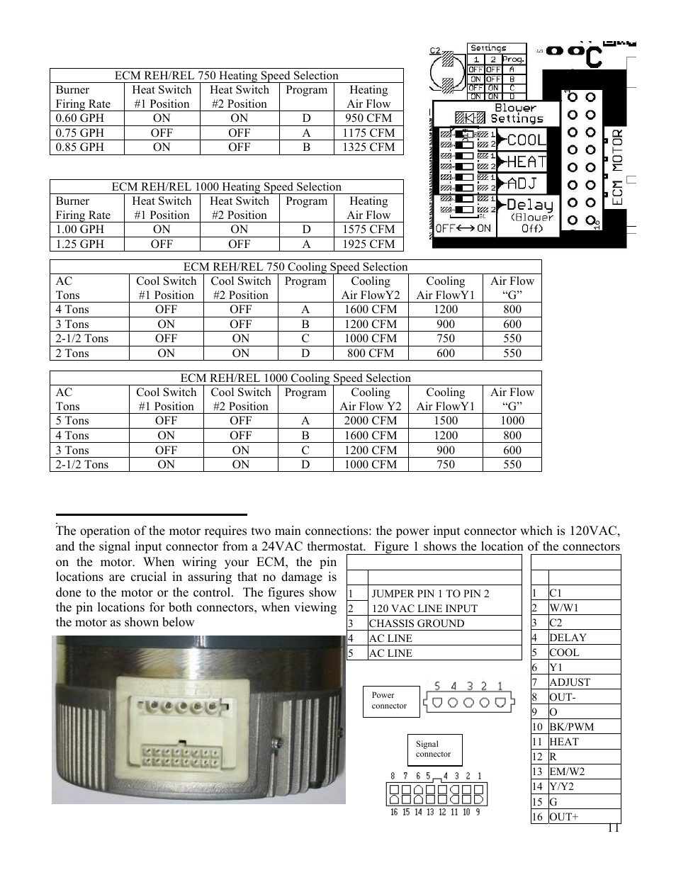 Ecm motor connections | Boyertown Regal Oil Furnace Nrg Max User Manual | Page 11 / 36