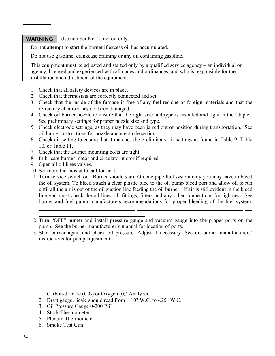 Start-up | Boyertown Regal Oil Furnace Nrg Max User Manual | Page 24 / 36