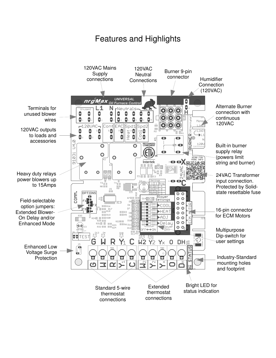 Features and highlights | Boyertown nrgMax Universal Oil Control V4.0 User Manual | Page 3 / 14