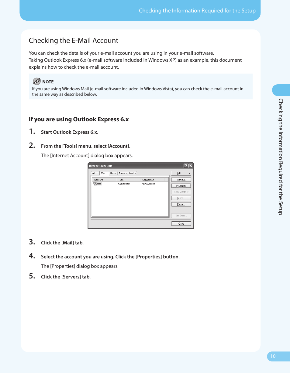 Checking the e-mail account | Canon ImageCLASS MF4690 User Manual | Page 11 / 36