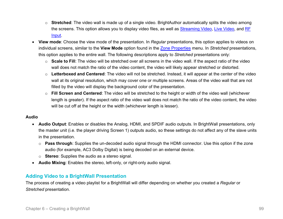 Adding video to a brightwall presentation | BrightSign BrightAuthor User Guide v.4.1.1 User Manual | Page 107 / 190
