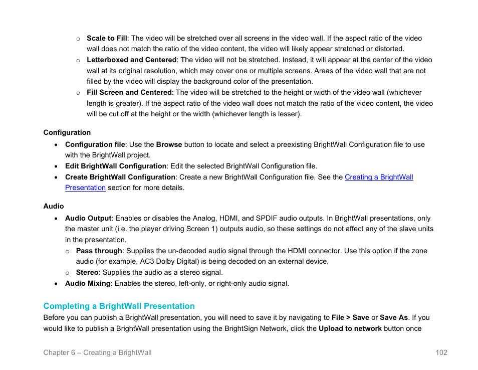 Completing a brightwall presentation | BrightSign BrightAuthor User Guide v.4.1.1 User Manual | Page 110 / 190