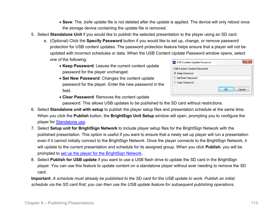 Usb content updates | BrightSign BrightAuthor User Guide v.4.1.1 User Manual | Page 121 / 190
