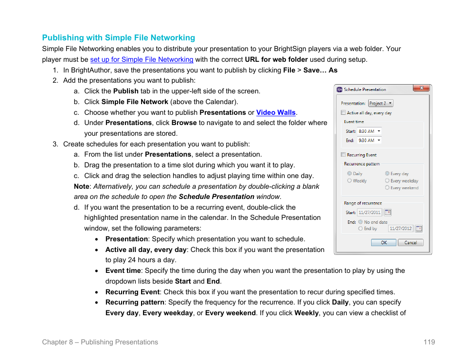 Publishing with simple file networking | BrightSign BrightAuthor User Guide v.4.1.1 User Manual | Page 127 / 190