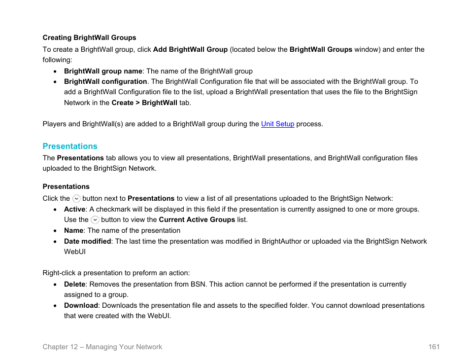 Presentations | BrightSign BrightAuthor User Guide v.4.1.1 User Manual | Page 169 / 190