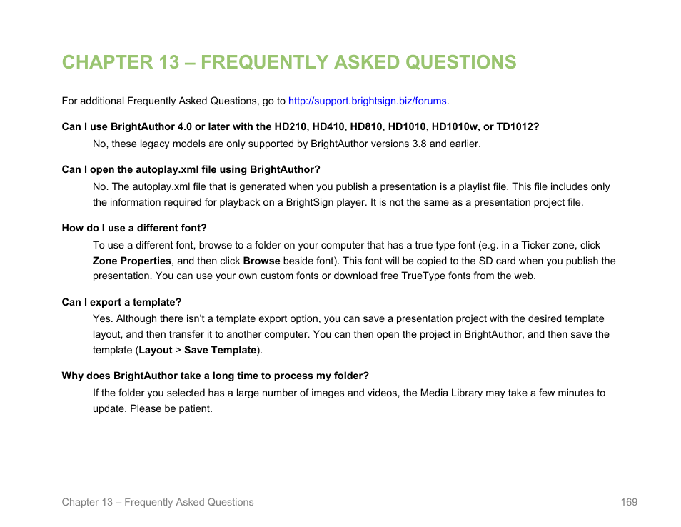 Chapter 13 – frequently asked questions | BrightSign BrightAuthor User Guide v.4.1.1 User Manual | Page 177 / 190