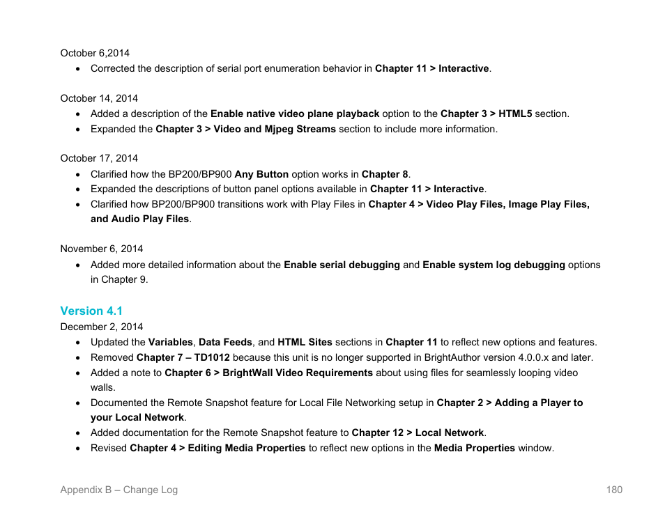 Version 4.1 | BrightSign BrightAuthor User Guide v.4.1.1 User Manual | Page 188 / 190