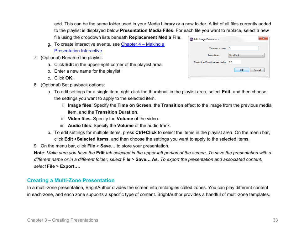 Creating a multi-zone presentation, Multi-zone | BrightSign BrightAuthor User Guide v.4.1.1 User Manual | Page 41 / 190