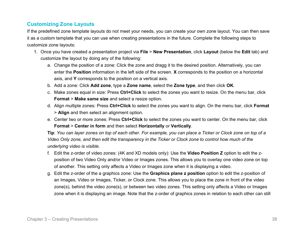 Customizing zone layouts | BrightSign BrightAuthor User Guide v.4.1.1 User Manual | Page 46 / 190