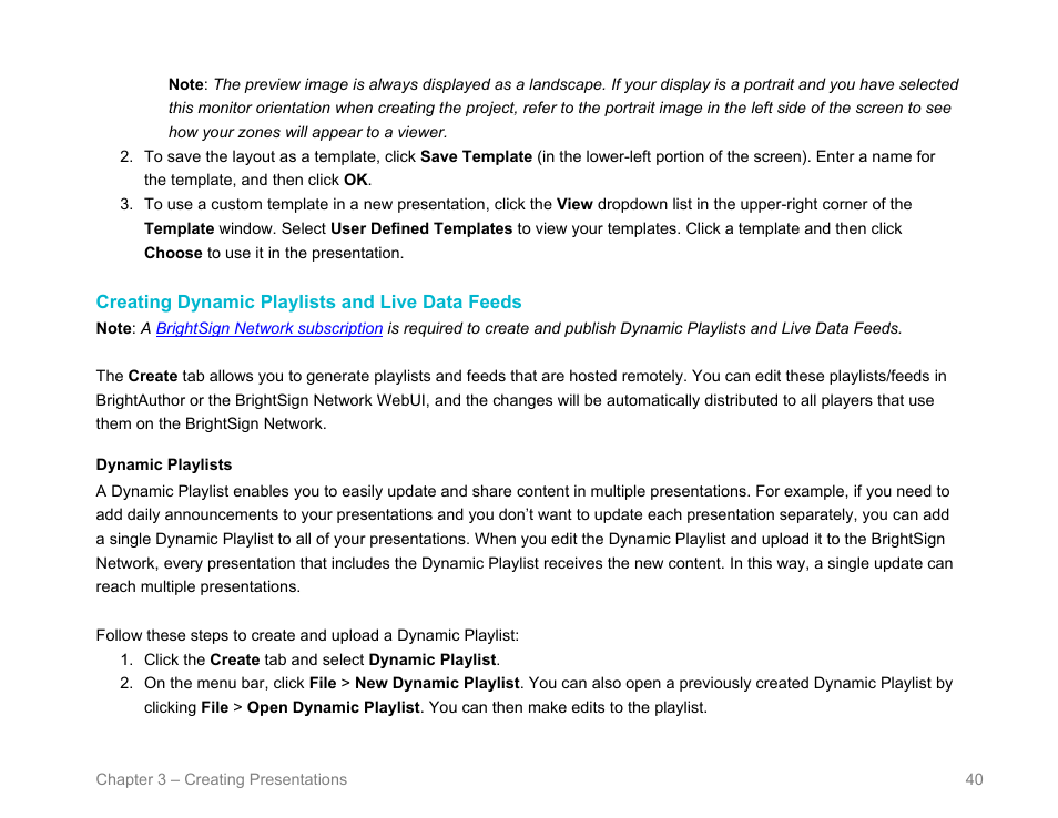 Creating dynamic playlists and live data feeds | BrightSign BrightAuthor User Guide v.4.1.1 User Manual | Page 48 / 190