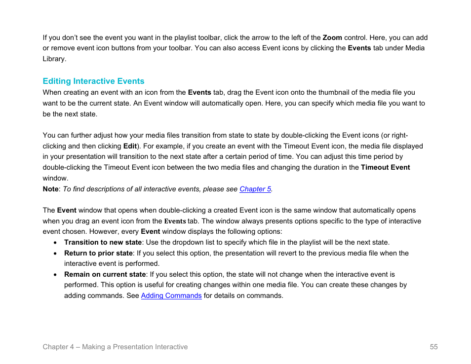 Editing interactive events | BrightSign BrightAuthor User Guide v.4.1.1 User Manual | Page 63 / 190