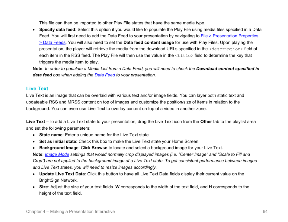 Live text | BrightSign BrightAuthor User Guide v.4.1.1 User Manual | Page 72 / 190