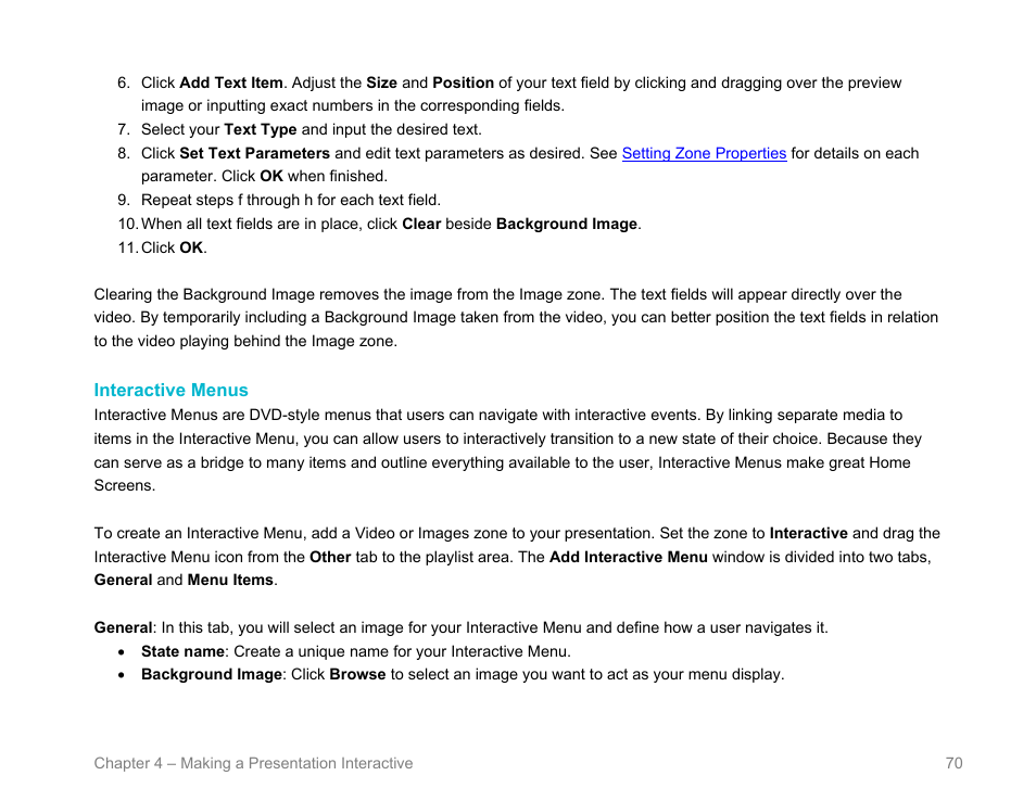 Interactive menus, Interactive menu | BrightSign BrightAuthor User Guide v.4.1.1 User Manual | Page 78 / 190