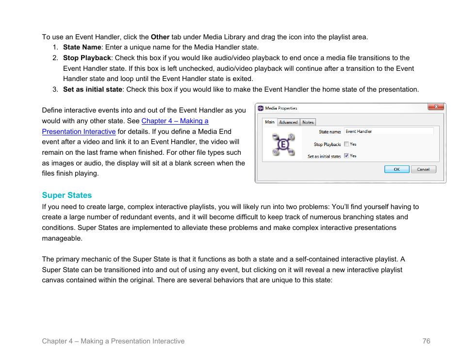 Super states | BrightSign BrightAuthor User Guide v.4.1.1 User Manual | Page 84 / 190