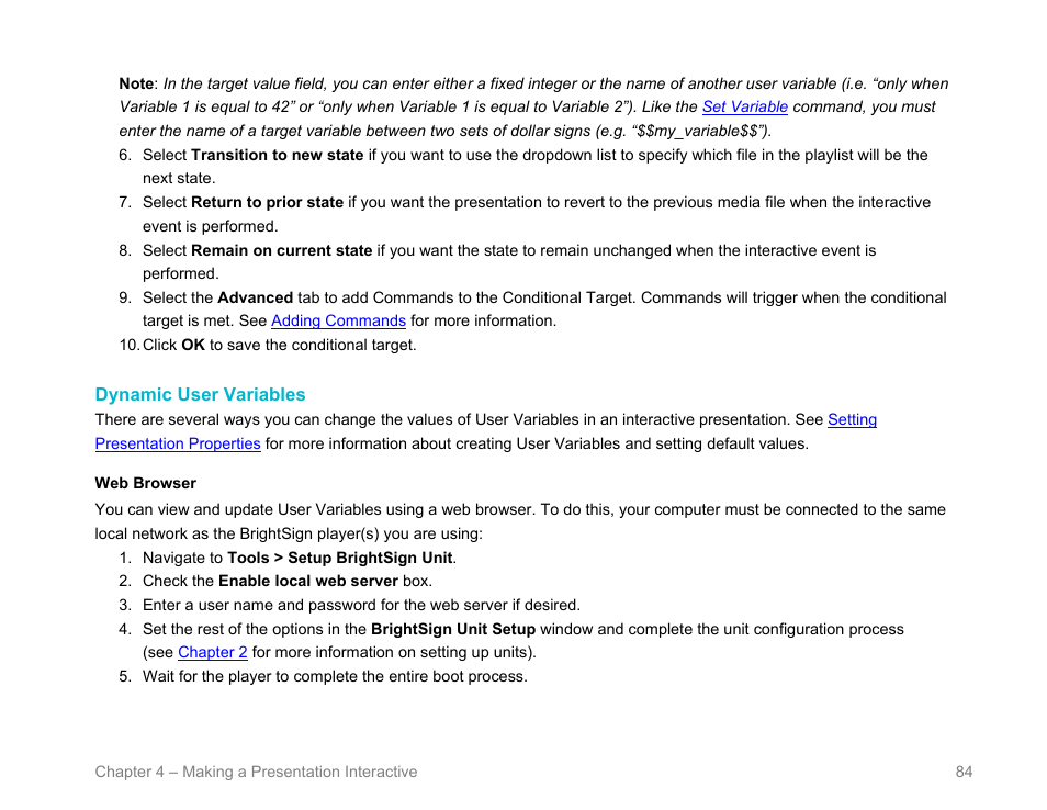 Dynamic user variables | BrightSign BrightAuthor User Guide v.4.1.1 User Manual | Page 92 / 190