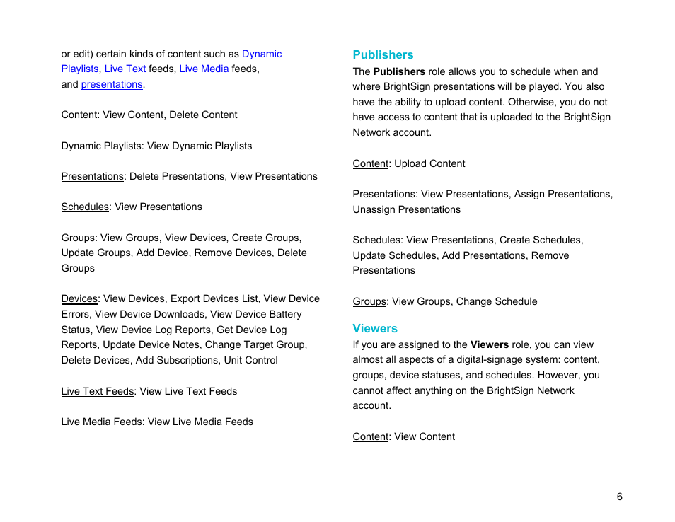 Publishers, Viewers | BrightSign Network WebUI User Guide v.3.9 User Manual | Page 10 / 47