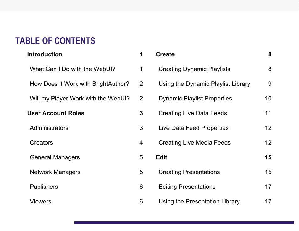 BrightSign Network WebUI User Guide v.3.9 User Manual | Page 2 / 47