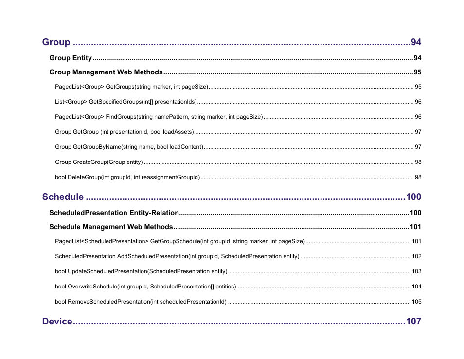 Group, Schedule, Device | BrightSign Network Web API Reference Manual v.3.8 User Manual | Page 10 / 138