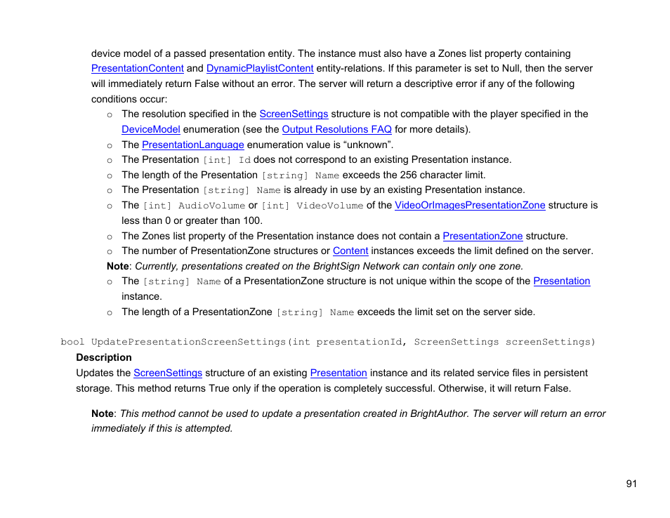 Screensettings) | BrightSign Network Web API Reference Manual v.3.8 User Manual | Page 103 / 138