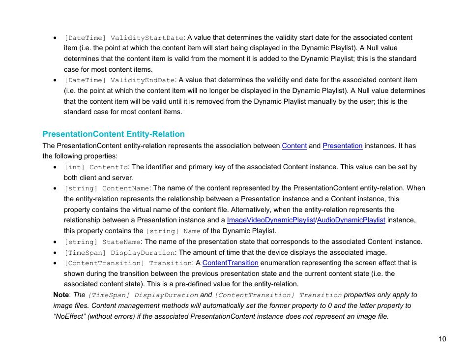 Presentationcontent entity-relation | BrightSign Network Web API Reference Manual v.3.8 User Manual | Page 22 / 138