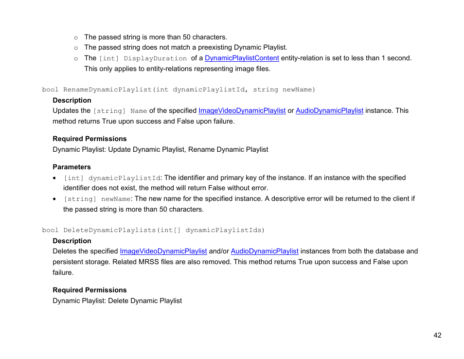 Deletedynamicplaylist() | BrightSign Network Web API Reference Manual v.3.8 User Manual | Page 54 / 138