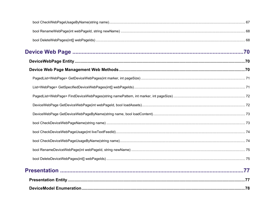Device web page, Presentation | BrightSign Network Web API Reference Manual v.3.8 User Manual | Page 8 / 138