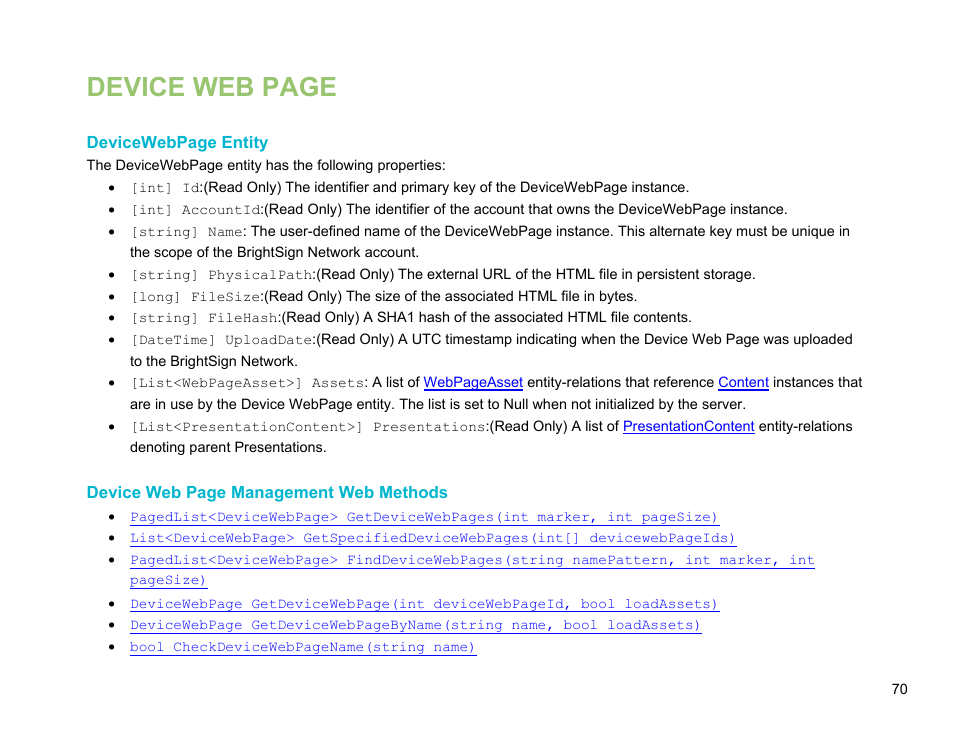 Device web page | BrightSign Network Web API Reference Manual v.3.8 User Manual | Page 82 / 138